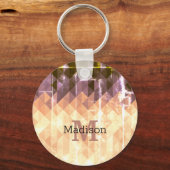  bruin paars geometrisch patroon Monogram Sleutelhanger (Voorkant)