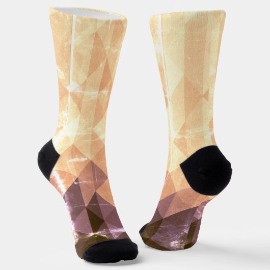  bruin paars geometrisch patroon Monogram Sokken (Gebogen)