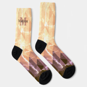  bruin paars geometrisch patroon Monogram Sokken