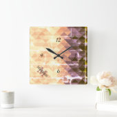  bruin paars geometrisch patroon Monogram Vierkante Klok (Huis)