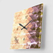  bruin paars geometrisch patroon Monogram Vierkante Klok (Hoek)