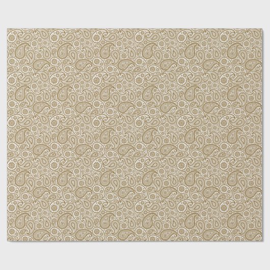 Bruin  Paisley - Aangepaste witte achtergrond Cadeaupapier (Vlak)