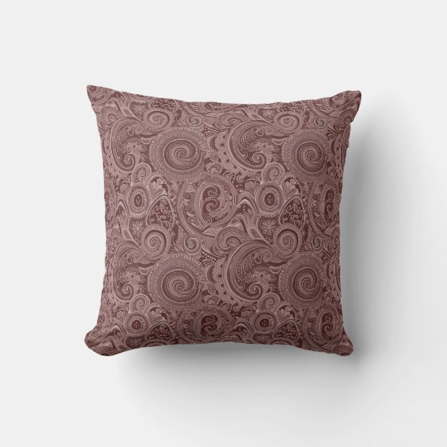 Bruin Paisley Patroon Kussen (Voorkant)