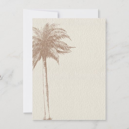 Bruin Palm Tree Beach Trouwtafel Nummer Kaart (Achterkant)