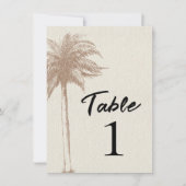 Bruin Palm Tree Beach Trouwtafel Nummer Kaart (Voorkant)