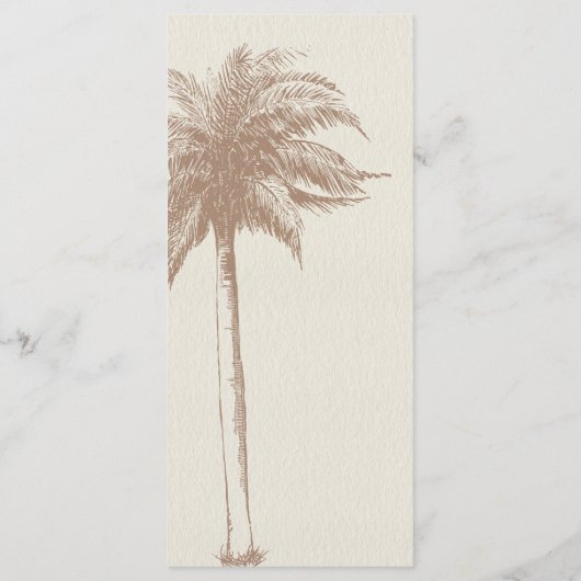  Bruin Palm Tree Beach Wedding Menu (Achterkant)