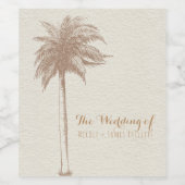  bruin palmboom strand aangepaste trouwwijn wijn etiket (Enkel label)