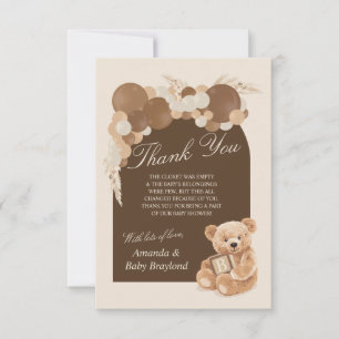 Bruin Pampas Grass Teddy Bear Dank je Kaart