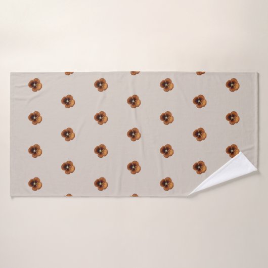 Bruin Pansy Bloem Naadloos Patroon op Badhanddoek (Badhanddoek)