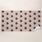 Bruin Pansy Bloem Naadloos Patroon op Strandhanddo Strandlaken (Voorkant)