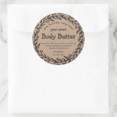 Bruin papier biologische rustieke krans body boter ronde sticker (Tas)