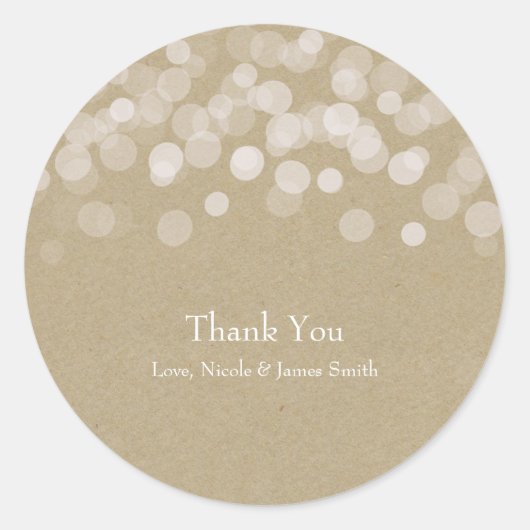 Bruin papier Eenvoudige rustieke bruiloft gunst Ronde Sticker (Voorkant)