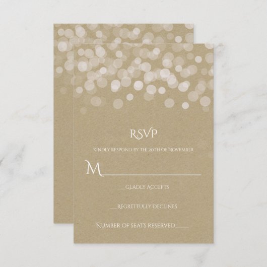 Bruin Papier Eenvoudige Rustieke Bruiloft RSVP (Voorkant / Achterkant)