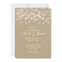 Bruin papier eenvoudige rustieke bruiloft uitnodig