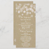 Bruin Papier Eenvoudige Rustieke Lichten Trouwprog Programmakaart (Voorkant / Achterkant)