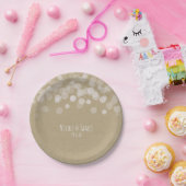 Bruin Papier Eenvoudige Rustieke Witte Lichten Bru Papieren Bordje (Feest)