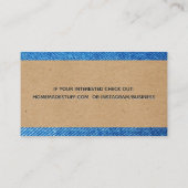 Bruin papier en denim materiaal visitekaartje (Achterkant)