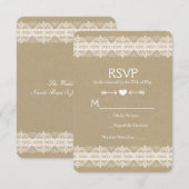 Bruin papier en ras Natuurlijke Rustic Wedding RSV RSVP Kaartje (Voorkant / Achterkant)