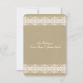 Bruin papier en ras Natuurlijke Rustic Wedding RSV RSVP Kaartje (Achterkant)