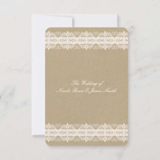Bruin papier en ras Natuurlijke Rustic Wedding RSV RSVP Kaartje (Achterkant)