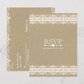 Bruin papier en ras Natuurlijke Rustic Wedding RSV Uitnodiging Briefkaart (Voorkant / Achterkant)