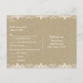 Bruin papier en ras Natuurlijke Rustic Wedding RSV Uitnodiging Briefkaart (Achterkant)