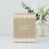 Bruin papier en ras Natuurlijke Rustic Wedding RSV Uitnodiging Briefkaart (Staand voorkant)