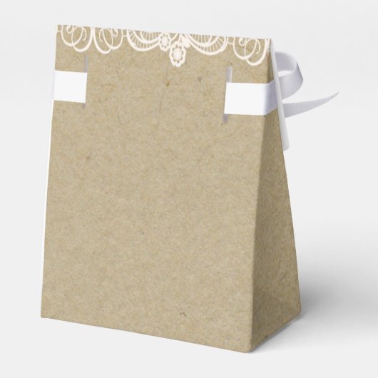 Bruin papier en wit lace Natural Rustic Wedding Bedankdoosjes (Achterkant)