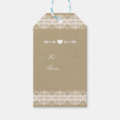 Bruin papier en wit lace Natural Rustic Wedding Cadeaulabel (Voorkant)