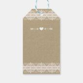 Bruin papier en wit lace Natural Rustic Wedding Cadeaulabel (Achterkant)