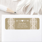Bruin papier en wit lace Natural Rustic Wedding Etiket (Insitu)