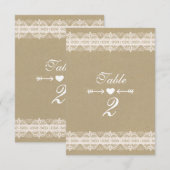 Bruin papier en wit lace Natural Rustic Wedding Kaart (Voorkant / Achterkant)