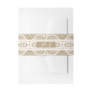 Bruin papier en wit lace Natural Rustic Wedding Uitnodigingen Wikkel