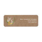 Bruin papier Geïnspireerd Wildbloem & Hertenetiket Etiket (Voorkant)