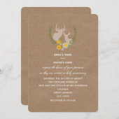 Bruin papier geïnspireerd Wildflower Deer Wedding Kaart (Voorkant / Achterkant)