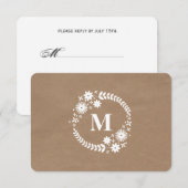 Bruin papier geïnspireerd wit breedbeeld RSVP Kaartje (Voorkant / Achterkant)