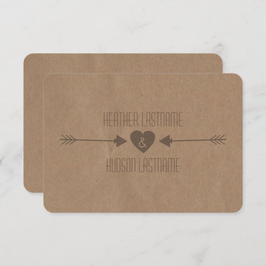 Bruin papier geïnspireerde bruine pijlen bespaart  save the date (Voorkant / Achterkant)