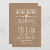 Bruin papier Geïnspireerde pijlen + Hart Rustic Wh Kaart (Voorkant / Achterkant)