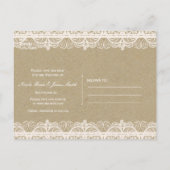 Bruin papier & wit kant rustiek opslaan van de dat aankondigingskaart (Achterkant)