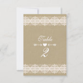 Bruin papier & Witte Kant Naturale Rustieke Bruilo Kaart (Achterkant)