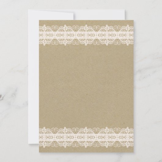 Bruin papier & witte kant Natuurlijke rustieke tro Kaart (Achterkant)