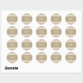 Bruin papier & witte kant Natuurlijke rustieke tro Ronde Sticker (Vel)