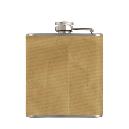 Bruin papiertas met maatkolf voor snor heupfles (Achterkant)