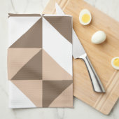 Bruin patchwerk Geometrische decocube-patroon Theedoek (Quarter Fold)