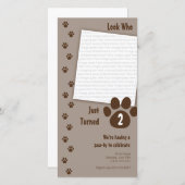 Bruin Paw Print Birthday Uitnodiging (Voorkant / Achterkant)