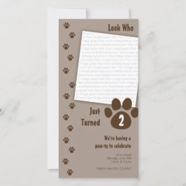 Bruin Paw Print Birthday Uitnodiging