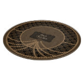 Bruin Pearl Damask-Round Glass Cutting Board Snijplank (Hoek)