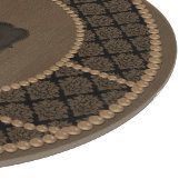 Bruin Pearl Damask-Round Glass Cutting Board Snijplank (Hoek)
