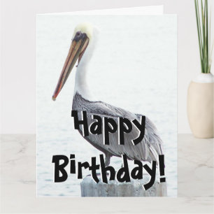 Bruin Pelican Bird Wildlife Birthday Wenskaart Kaart