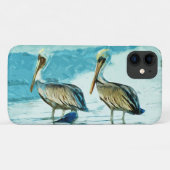 Bruin Pelican in winterkleuren Abstract ontwerp Case-Mate iPhone Case (Achterkant (horizontaal))
